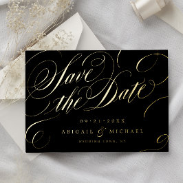 Klassische Goldkalligraphie Save the Date Vintag Folieneinladung