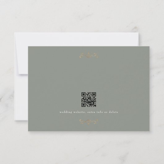 klassische Goldmonogramm-Website QR CODE BACK Salb RSVP Karte (Rückseite)