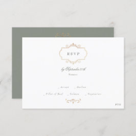 klassische Goldmonogramm-Website QR CODE BACK Salb RSVP Karte