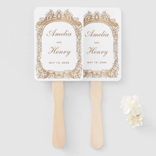 Klassische Goldrahmen-Grenz-Hochzeit Fächer (Vorne und Hinten)