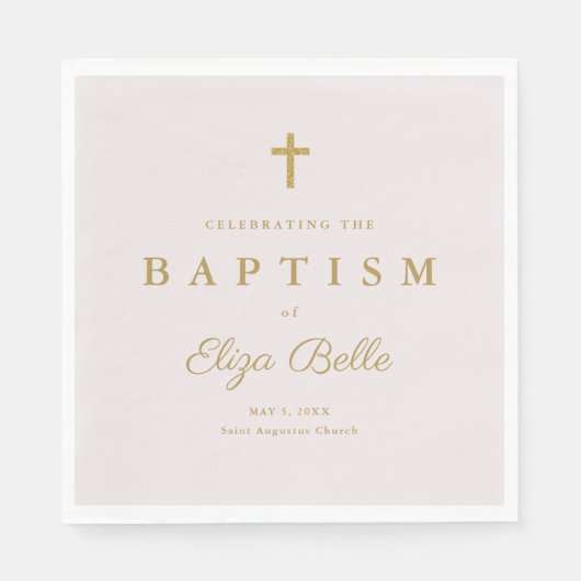 Klassische Goldtaufe für Glitzer Serviette (Vorderseite)