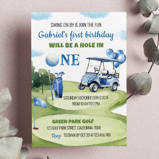 Klassische Golf Boy Hole an einem Geburtstag Einladung