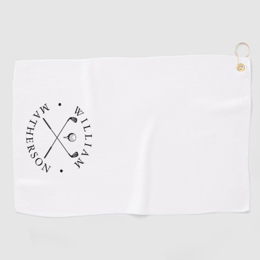 Klassische Golfklubs Personalisierter Name Golfhandtuch (Horizontal)