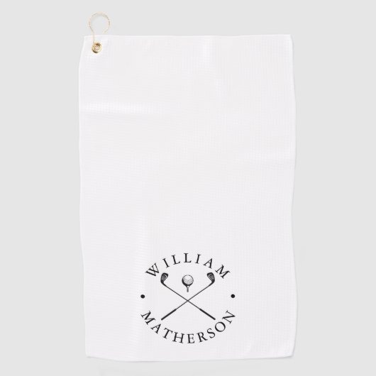 Klassische Golfklubs Personalisierter Name Golfhandtuch (Vorderseite)