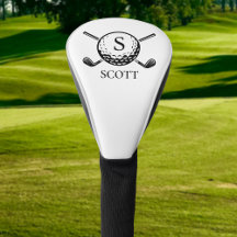 Klassische Golfschläger Monogramm Name Schwarz Wei