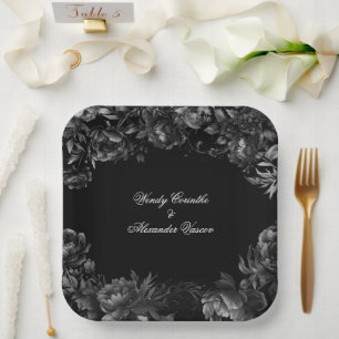 Klassische Gothic Black Wedding Paper Teller