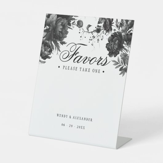 Klassische Gothic White Gastgeschenke Hochzeiten Sockelschild (Vorderseite)