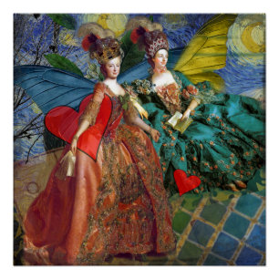 Klassische gothische Zwillinge Whimsical Schmetter Poster