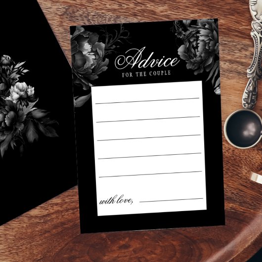 Klassische gotische Black Wedding Advice Card Hinweiskarte