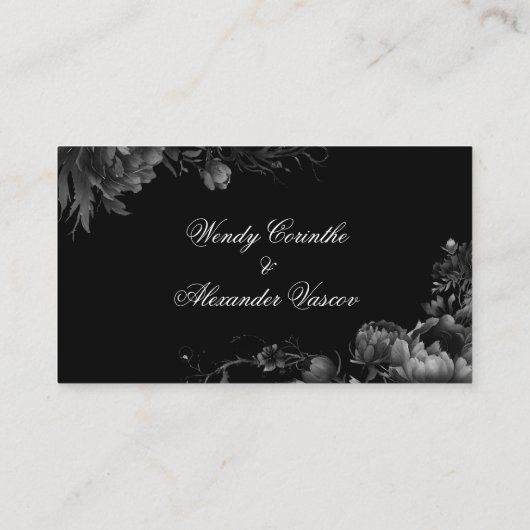 Klassische gotische Black Wedding Flat Platzkarte (Rückseite)