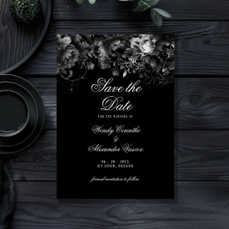 Klassische gotische Schwarze Hochzeit rettet das D Save The Date