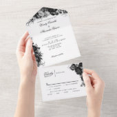 Klassische gotische Weiße Hochzeit All In One Einladung (Abreißen)