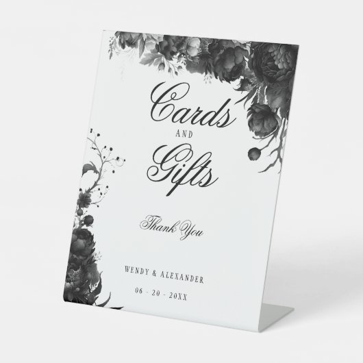 Klassische Gotische weiße Hochzeitkarten und Gesch Sockelschild (Vorderseite)