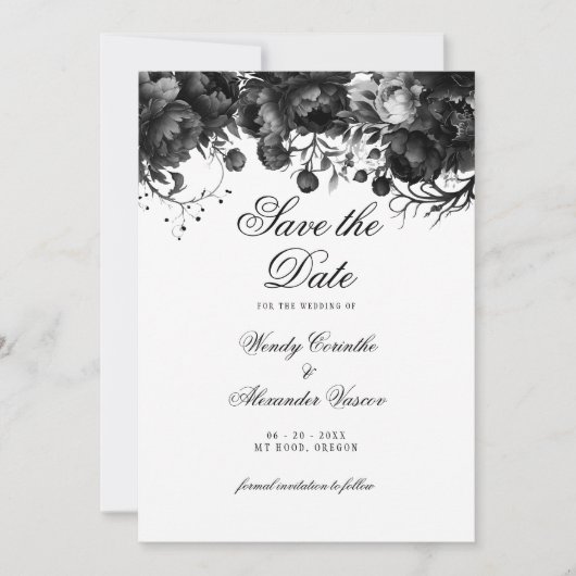 Klassische gotische White Wedding rettet das Datum Save The Date (Vorderseite)