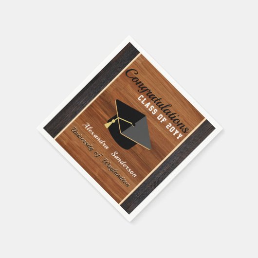 Klassische Graduierungskappe für modernes Braunhol Serviette (Ecke)
