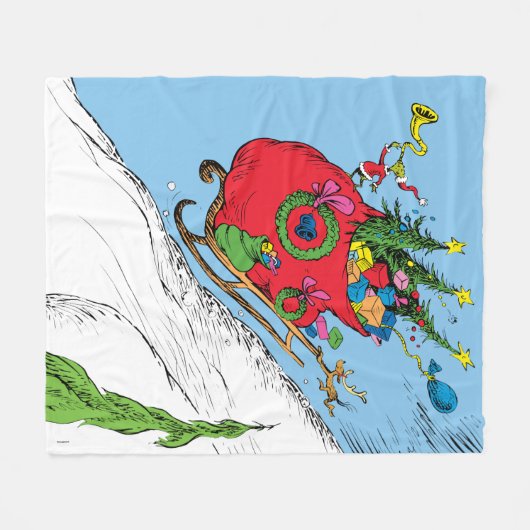 Klassische Grafik | Grinch & Max Runaway Slei Fleecedecke (Vorderseite (Horizontal))