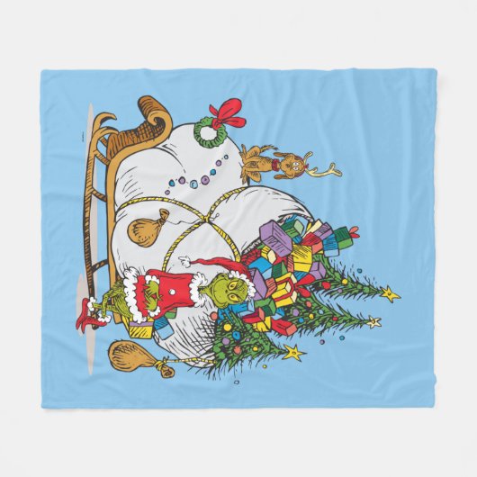 Klassische Grafik | Grinch & Max Runaway Slei Fleecedecke (Vorderseite (Horizontal))