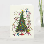 Klassische Grafik | Weihnachtsbaum Feiertagskarte (Vorderseite)