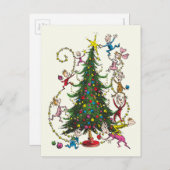 Klassische Grafik | Weihnachtsbaum Feiertagspostkarte (Vorne/Hinten)