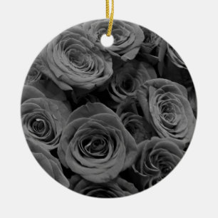 Klassische, grau-farbene Rose, wunderschön grau Keramik Ornament