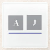 Klassische Grau-Weiß-Initialen Glasuntersetzer (Vorderseite)