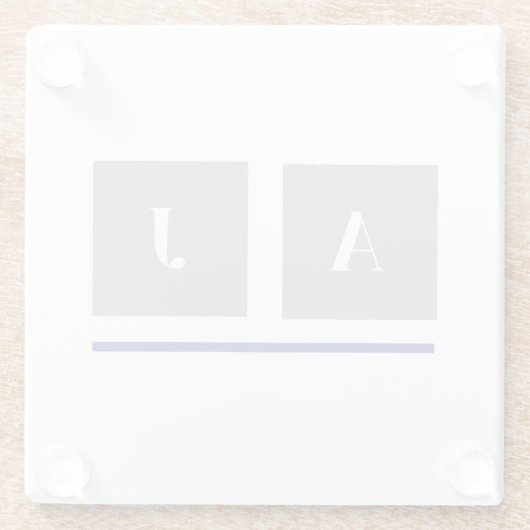 Klassische Grau-Weiß-Initialen Glasuntersetzer (Rückseite)