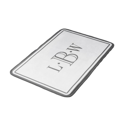 Klassische graue Grenze mit Monogramm Badematte (Schrägansicht)