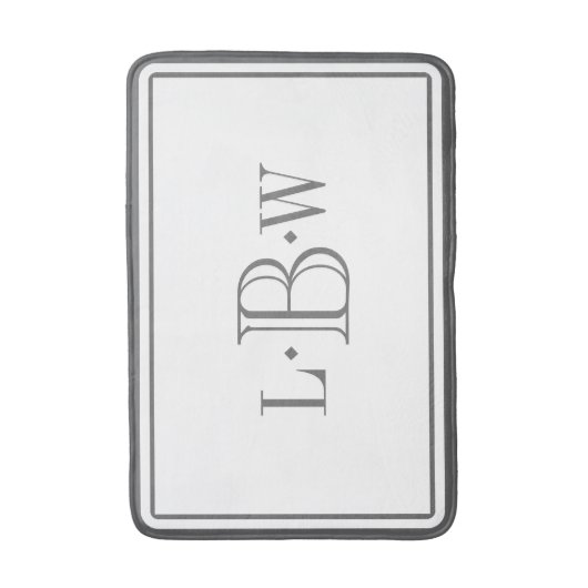 Klassische graue Grenze mit Monogramm Badematte (Vorderseite Vertikal)