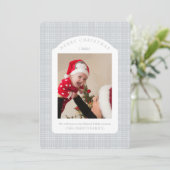 Klassische graue karierte Weihnachtskarte Feiertagskarte (Stehend Vorderseite)