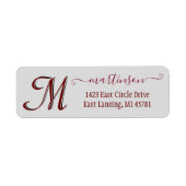 Klassische graue Monogramm-Rücksendeadresse (Vorne)