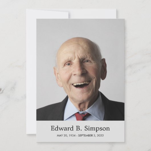 Klassische Graufeier mit Foto Einladung (Vorderseite)