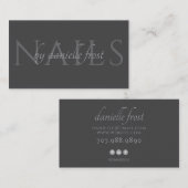 Klassische Gray Modern Nail Tech Business Card Visitenkarte (Vorne/Hinten)
