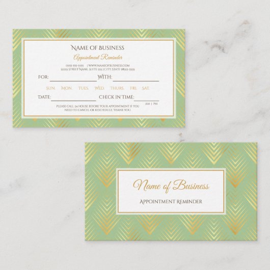 Klassische Green und Gold Pattern Terminkarte (Vorne/Hinten)