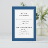 Klassische Grenz-Navy-Blue-Food-Optionen Hochzeit RSVP Karte (Stehend Vorderseite)