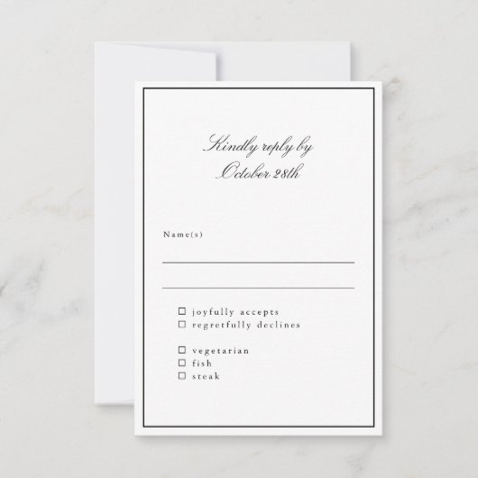 Klassische Grenz-Skripte Elegante Wahl für Hochzei RSVP Karte (Vorderseite)
