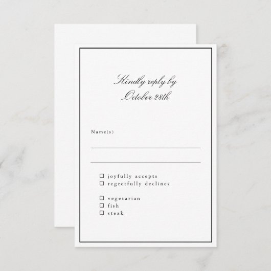 Klassische Grenz-Skripte Elegante Wahl für Hochzei RSVP Karte (Vorne/Hinten)