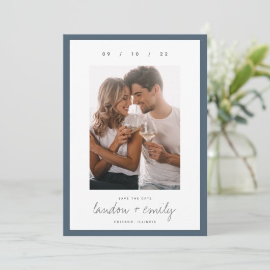 Klassische Grenze | Einfaches elegantes vertikales Save The Date (Stehend Vorderseite)
