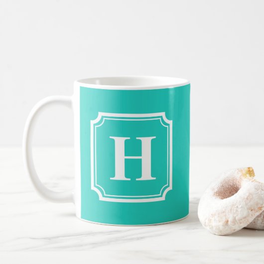 Klassische Grenzen | Personalisiertes Monogramm Kaffeetasse (Mit Donut)
