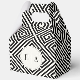 Klassische griechische Schlüssel Schwarz-Weiß-Geom Geschenkschachtel