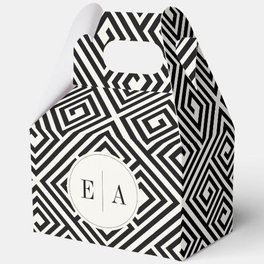 Klassische griechische Schlüssel Schwarz-Weiß-Geom Geschenkschachtel (Vorderseite)