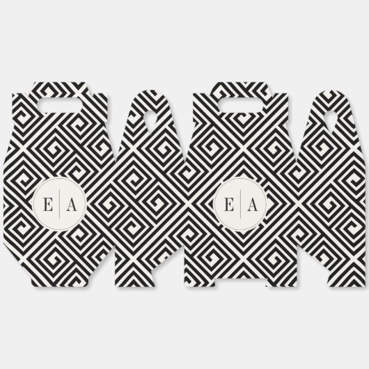 Klassische griechische Schlüssel Schwarz-Weiß-Geom Geschenkschachtel (Ungeklappt)