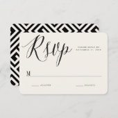 Klassische griechische Schlüsselkalligrafie Script RSVP Karte (Vorne/Hinten)