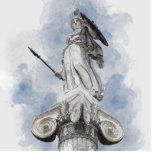 Klassische griechische Statue Athena Freistehende Fotoskulptur<br><div class="desc">Aquarellskizze der griechischen Statue Athena,  Athen,  Griechenland,  Europa</div>