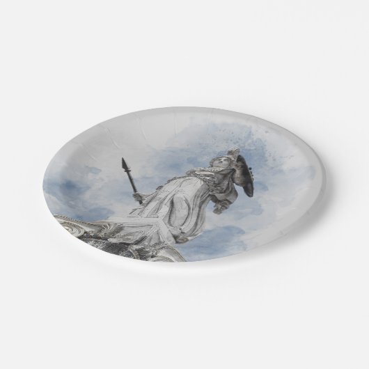 Klassische griechische Statue Athena Pappteller (Schrägansicht)