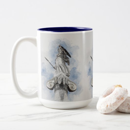 Klassische griechische Statue Athena Zwei-Tone-Tas Zweifarbige Tasse (Mit Donut)