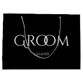 Klassische Groom Schwarz und Weiß große Geschenkta Geschenktüte (Rückseite)