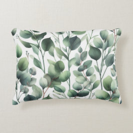 Klassische grüne Eukalyptus-Blätter auf Weiß Dekokissen
