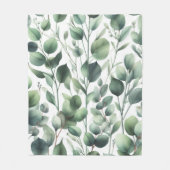 Klassische grüne Eukalyptus-Blätter auf Weiß Fleecedecke (Vorderseite)