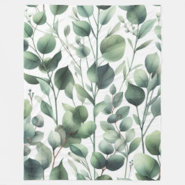 Klassische grüne Eukalyptus-Blätter auf Weiß Fleecedecke