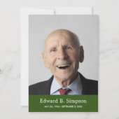 Klassische grüne Feier des Lebens mit Foto Einladung (Vorderseite)